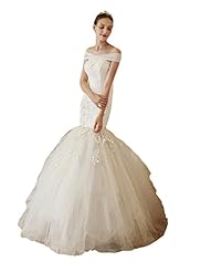 Applique Satin/Tulle Mermaid Off the Shoulder Wedding Dress 