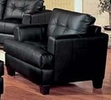 IMAGE OF Sofa Chair with Wooden Legs Contemporary Black Leather