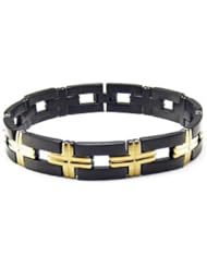 Titanium Link Bracelet 08.50 Inch Black And Gold Immerse lated Tb701