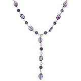14k Yellow Gold Amethyst and Lavender Jade Dangle Necklace, 16
