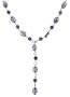 14k Yellow Gold Amethyst and Lavender Jade Dangle Necklace, 16"