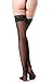HONENNA Women's 3 Pairs Sheer Thigh High Stockings With Silicone Lace Top (Large, Black)