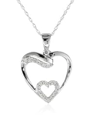 10k White Diamond 0.105cttw Pendant Necklace, 18"