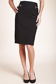 Knee Length Zip Pockets Pencil Skirt