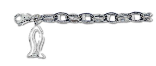 Sterling Silver 9inch Solid Polished Religious Fish Anklet