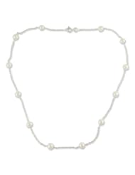 Pearl station necklace, Jaipur Moons - Handcrafted Bridal Sterling Silver Station Pearl Necklace
