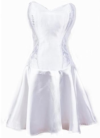Sexy4lady Women's White Wedding Fit and Flare Corset Dress Small