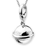 Platinum Plated 925 Sterling Jingle Bells Bracelet Charm With 925 Sterling Silver Chain (16
