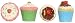 Ceramic Pottery Cupcakes Salt and Pepper Shakers 2.5"H Two Sets