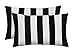Set of 2 Indoor / Outdoor Decorative Lumbar / Rectangle Pillows - Black and White Stripe