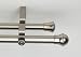 A&F Rod Decor - Double Curtain Rod Set 28 - 48 inch w/ Global Finial - Satin Nickel
