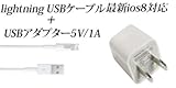 ios8.0対応 iPhone6 iPhone6PLUS Lightning USB ケーブル ライトニング ケーブル　充電ケーブル 電源アダプター 家庭用コンセント 充電器 ACアダプター 1A セット (1m, ホワイト)