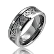 Bling Jewelry Celtic Dragon Comfort Fit Black Inlay Tungsten Carbide Mens Wedding Ring
