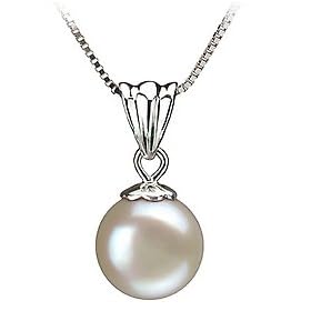 PearlsOnly Nancy White 9-10mm AA Freshwater Sterling Silver Pearl Pendant
