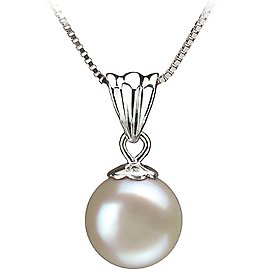 PearlsOnly Nancy White 9-10mm AA Freshwater Sterling Silver Pearl Pendant