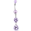Purple Duality Dapper Drop Faux Pearl Belly Ring