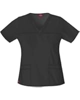 Dickies Scrubs Women's Gen Flex Junior-Fit Contrast Stitch V-Neck Shirt