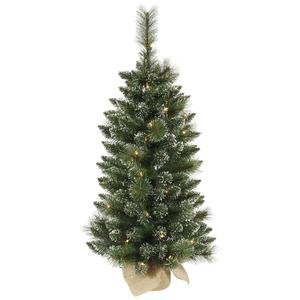 3 ft. PVC Christmas Tree - Frosted - Snow Tip Pine/Berry - 50 Clear Mini Lights - 134 Tips - Vickerman B106437