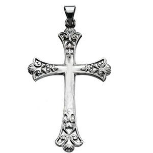 Genuine IceCarats Designer Jewelry Gift 14K White Gold Cross Pendant. 38.00X26.00 Mm Cross Pendant In 14K White Gold