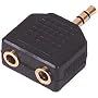 Xxion Value Gold - Headphone Splitter / Adaptor - 3.5mm Stereo Jack Plug to 2 x 3.5mm Stereo Jack Sockets - Double / Twin Out - Gold Plated Contacts