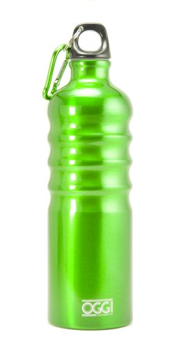 Oggi Lustre Aluminum Sport Bottle, Green