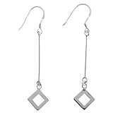 EXP Sterling Silver Diamond Shaped Dangle Earrings