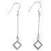 EXP Sterling Silver Diamond Shaped Dangle Earrings