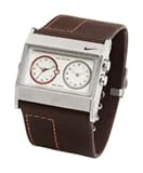Nike Oregon Series Square Leather Analog Watch - Brown/Silver/Solar Orange - WA0054-299