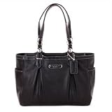 Women's Gallery Black Leather Tote: Black Tote