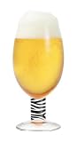 Beer Glass, Navaja, Zebra Stripe Stem w/ Decorative Napkin. Designer Color Enamel Stem Beer Goblet