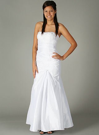 Satin Flower Beaded Mermaid Wedding Dress