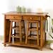 Kitchen & Housewares : 3pc. Kitchen Breakfast Set - Rich Brown Oak