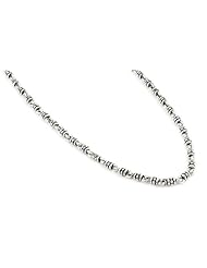 Twisted Blade Silver Thin Studded Link Necklace 20 Inches