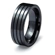 8mm Grooved Black Ceramic Ring (Sizes 9-12)