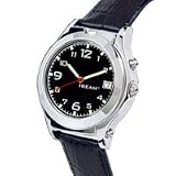 IBEAM Mens Deluxe Magnifying Watch with Flashlight - Silver / Leather Band