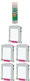 Five Magenta Remanufactured Ink Cartridges HP 82 XL (C4912A) HP82 + Glue Stick for DesignJet 500, DesignJet 500PS, etc.