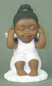 African American Hear No Evil Cherub Figurine