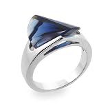 Eve's Addiction Sterling Silver Ring with Sapphire Blue Cubic Zirconia, 7, sterling-silver
