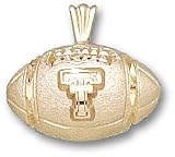 Texas Tech Red Raiders Solid 10K Gold Classic ''TT'' Football Pendant