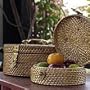 Cane and brass baskets, 'Take Me Too' (pair)