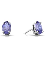 Genuine Tanzanite 14kt White Gold Stud Earrings