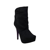 High Heel Platform Ankle Boots Black Suede