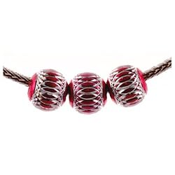 Holiday Aluminum Bead Fits Pandora Red with Silver Ornamentation (3)