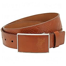 Ashworth Mens Plaid Debossed Leather Belts by