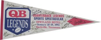 Otto Graham signed Quarterback Legends 30x12 Felt Pennant -13 sigs- minor tone