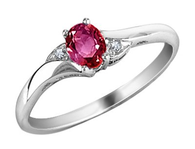 Ruby Gemstone Ring with Diamonds in 10K White Gold