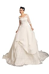 A-line Taffeta Dropped   Waistline Off the Shoulder Lace Floor Length  Dress