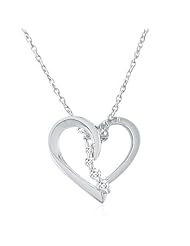 Sterling Silver Journey Diamond Heart Pendant-Necklace (1/10 ct 18" Chain)