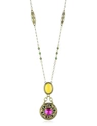 Sorrelli "Hibiscus" Fancy Filigree Open Marquee Fuchsia Set Pendant Necklace