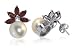 9 MM Fresh Water Pearl Garnet Gemstone 925 Sterling Silver Stud Post Earrings